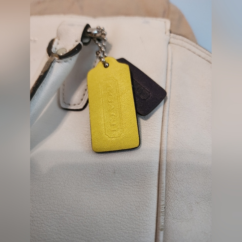 Used Coach tan, purple and yellow handbag - Picture 5 of 16